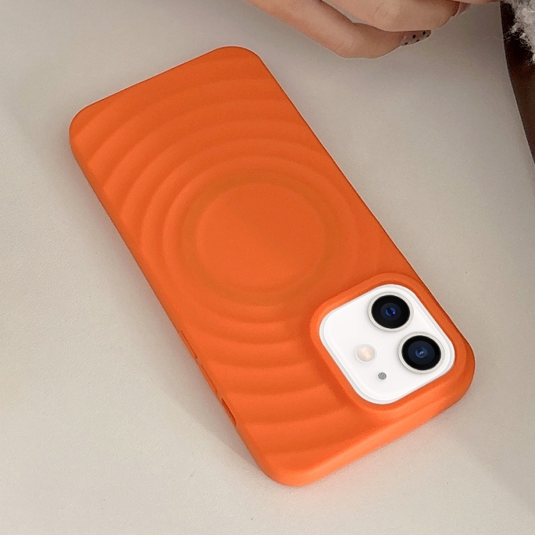 

For iPhone 12 Frosted Wave Texture MagSafe Magnetic TPU Phone Case(Orange)