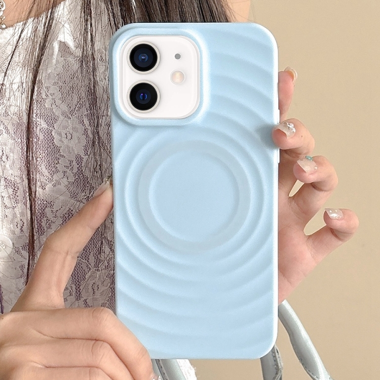

For iPhone 11 Frosted Wave Texture MagSafe Magnetic TPU Phone Case(Blue)