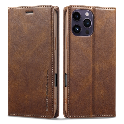 

For iPhone 16 Pro LC.IMEEKE RFID Anti-theft Leather Phone Case(Brown)