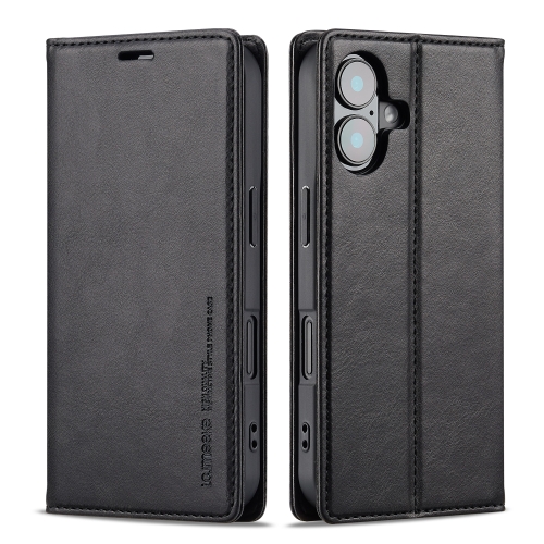 

For iPhone 16 Plus LC.IMEEKE RFID Anti-theft Leather Phone Case(Black)