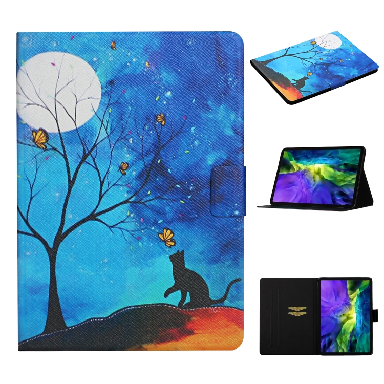 

For iPad Pro 11 2024 Colored Drawing Pattern Flip Leather Smart Tablet Case(Moonlight Cat)