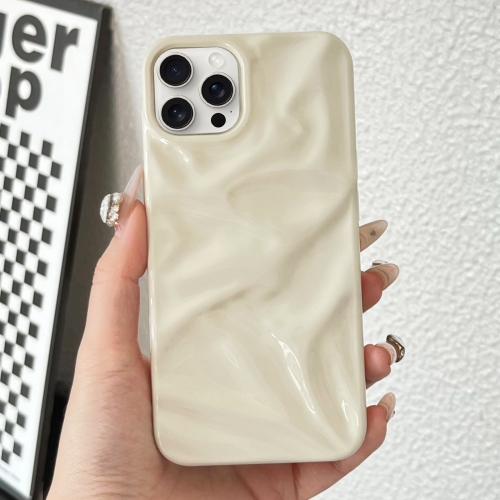 

For iPhone 15 Pro Max Water Ripple Electroplating Paint TPU Phone Case(Milky White)