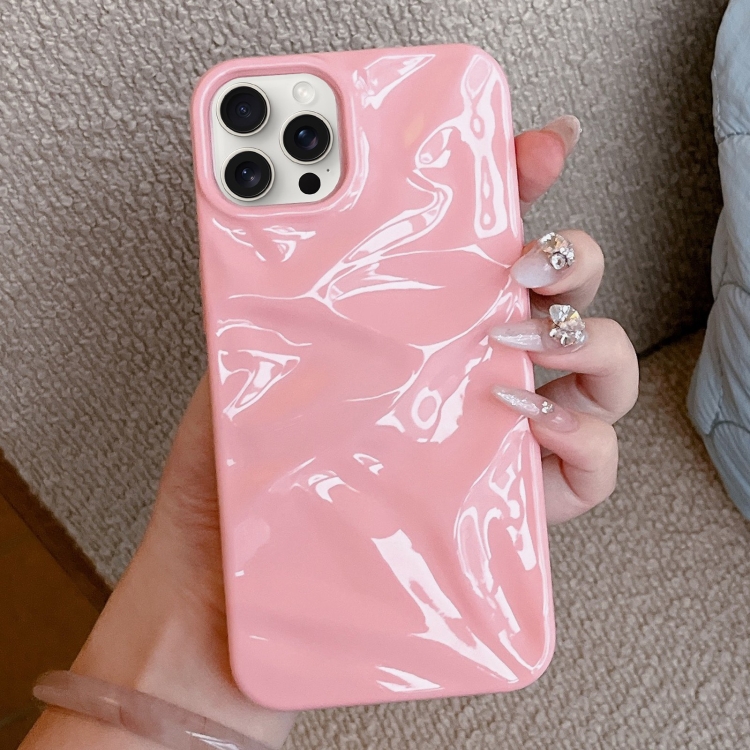 

For iPhone 15 Pro Water Ripple Electroplating Paint TPU Phone Case(Pink)