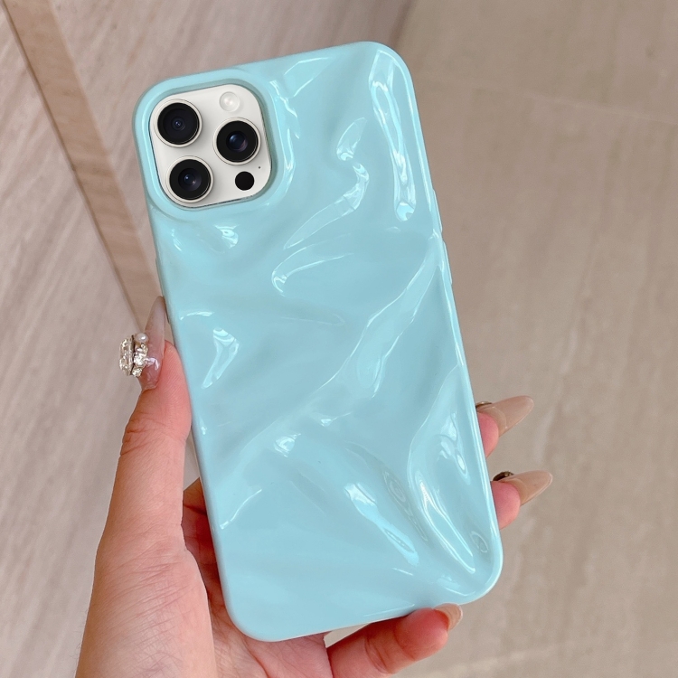 

For iPhone 15 Pro Water Ripple Electroplating Paint TPU Phone Case(Sky Blue)