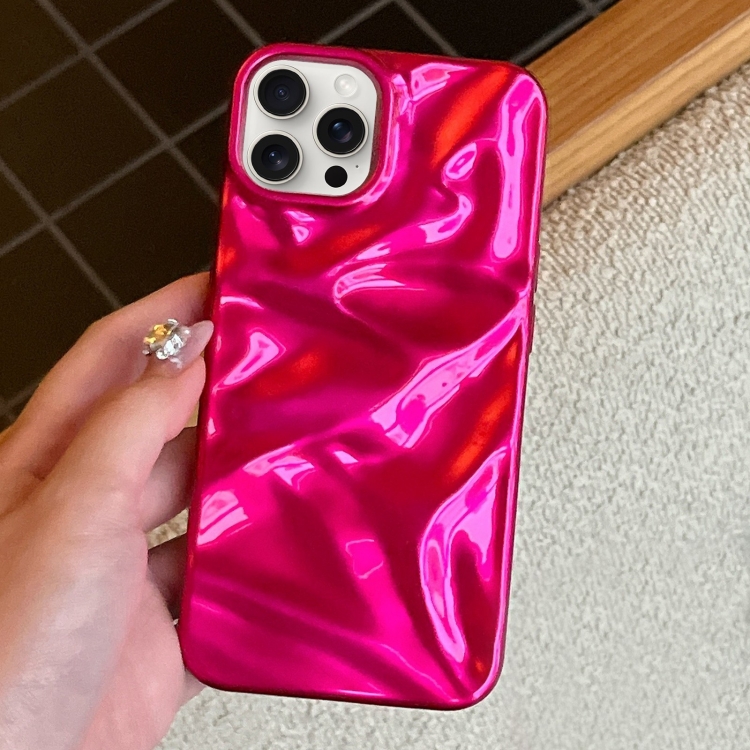 

For iPhone 15 Pro Water Ripple Electroplating Paint TPU Phone Case(Rose Red)