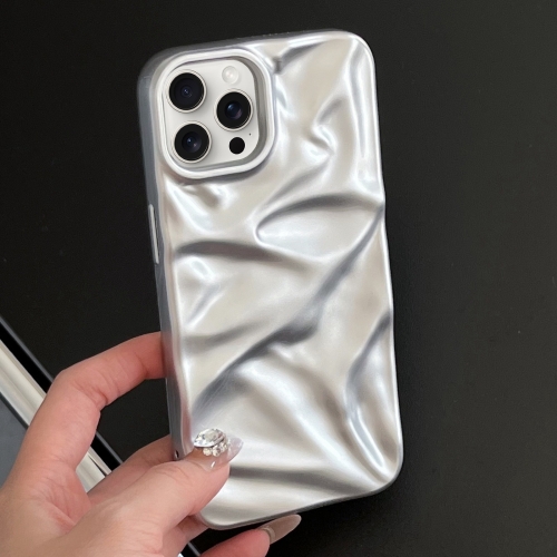 

For iPhone 15 Pro Water Ripple Electroplating Paint TPU Phone Case(Silver)