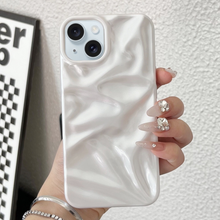 

For iPhone 15 Plus Water Ripple Electroplating Paint TPU Phone Case(White)