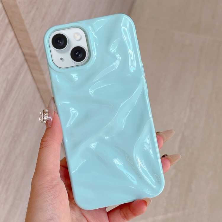 

For iPhone 15 Plus Water Ripple Electroplating Paint TPU Phone Case(Sky Blue)
