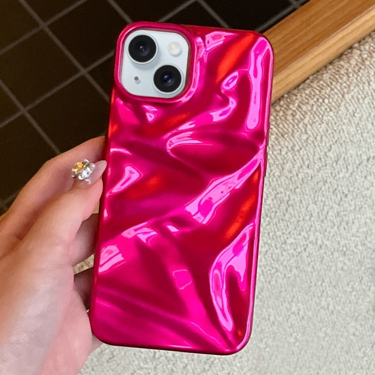

For iPhone 15 Plus Water Ripple Electroplating Paint TPU Phone Case(Rose Red)