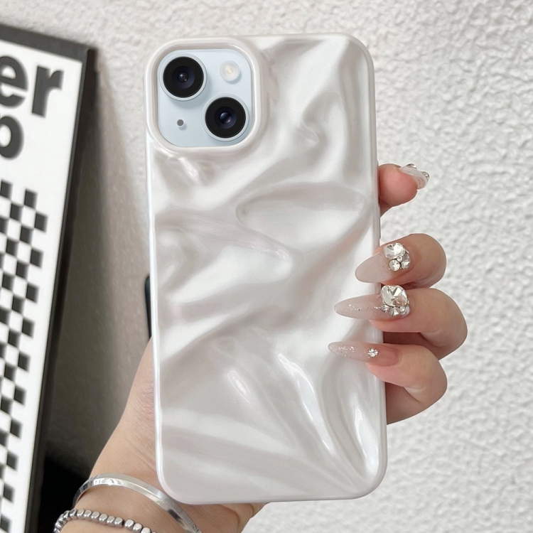 

For iPhone 15 Water Ripple Electroplating Paint TPU Phone Case(White)
