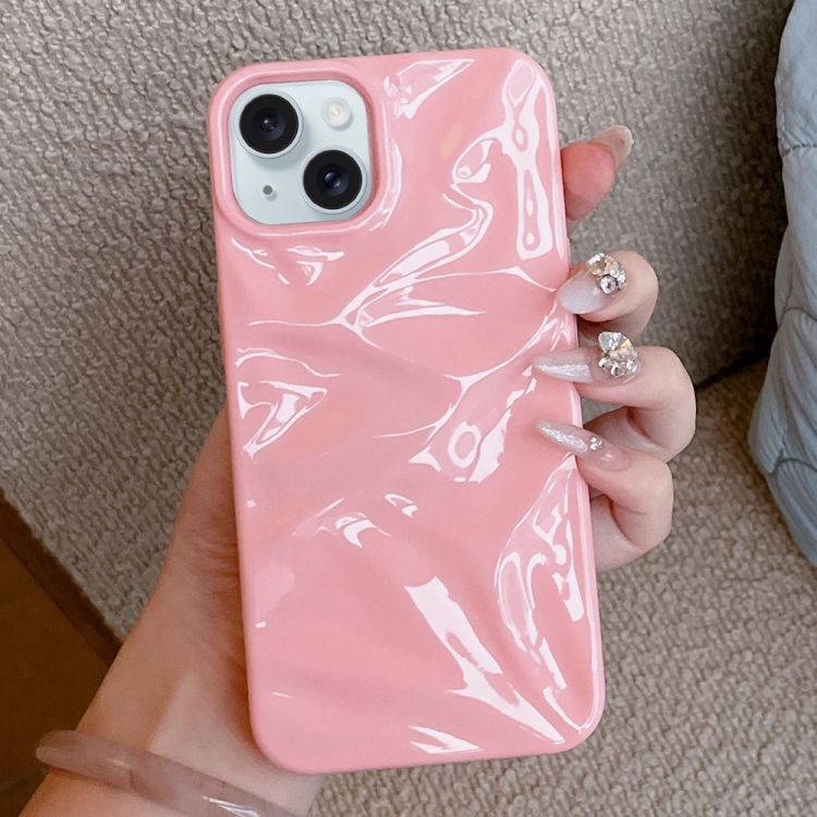 

For iPhone 15 Water Ripple Electroplating Paint TPU Phone Case(Pink)