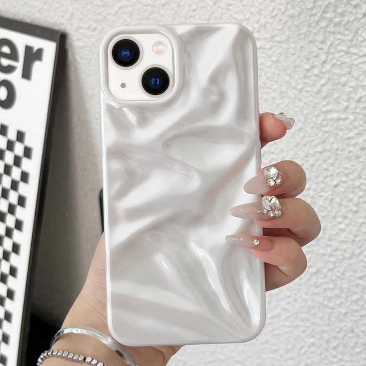 

For iPhone 14 Plus Water Ripple Electroplating Paint TPU Phone Case(White)