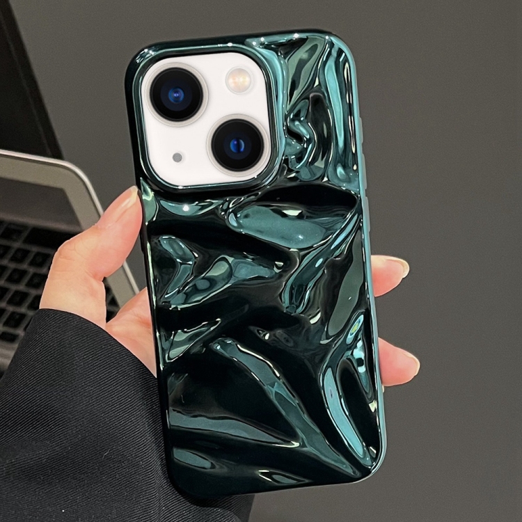 

For iPhone 14 Plus Water Ripple Electroplating Paint TPU Phone Case(Bright Green)