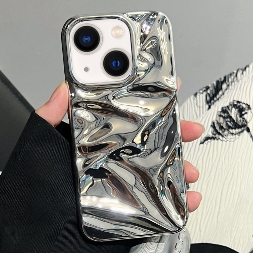 

For iPhone 14 Water Ripple Electroplating Paint TPU Phone Case(Bright Silver)