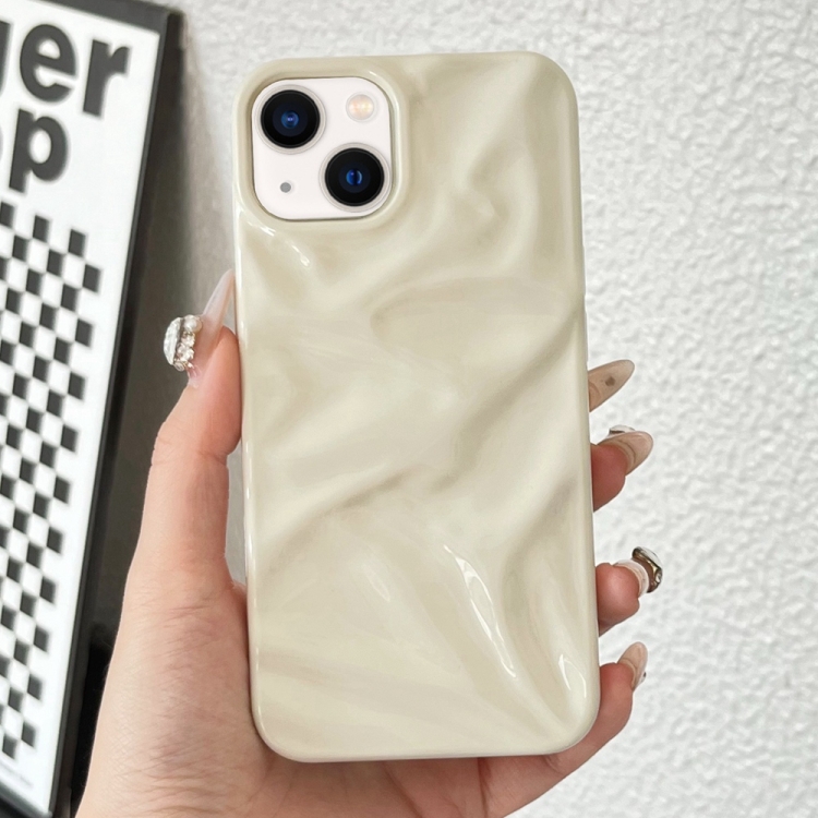 

For iPhone 14 Water Ripple Electroplating Paint TPU Phone Case(Milky White)