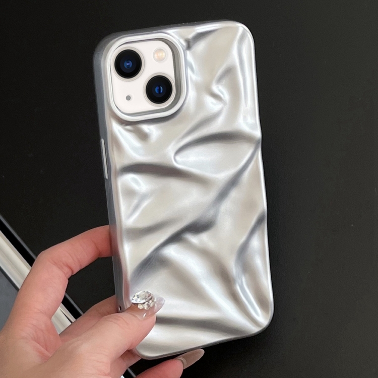 

For iPhone 14 Water Ripple Electroplating Paint TPU Phone Case(Silver)