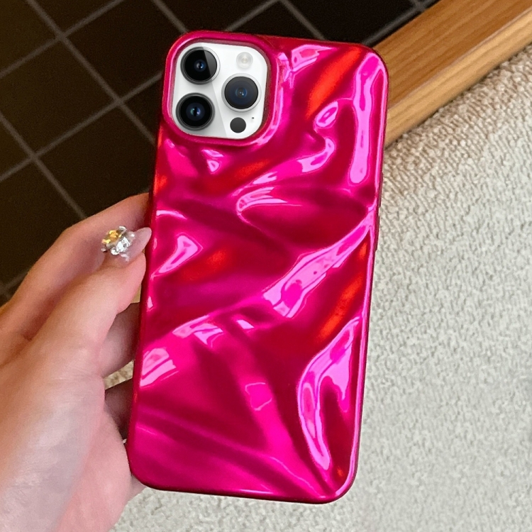 

For iPhone 14 Pro Water Ripple Electroplating Paint TPU Phone Case(Rose Red)