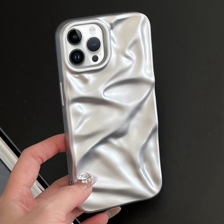 

For iPhone 14 Pro Water Ripple Electroplating Paint TPU Phone Case(Silver)