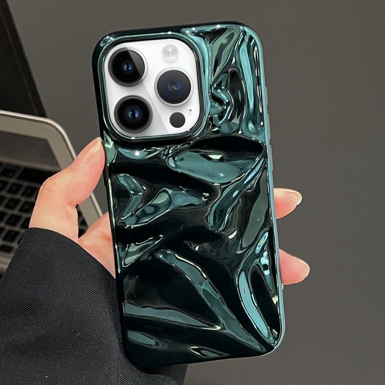 

For iPhone 13 Pro Water Ripple Electroplating Paint TPU Phone Case(Bright Green)