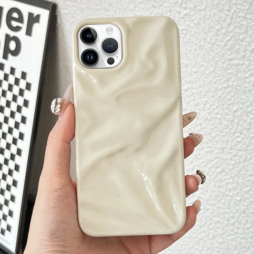 

For iPhone 13 Pro Water Ripple Electroplating Paint TPU Phone Case(Milky White)