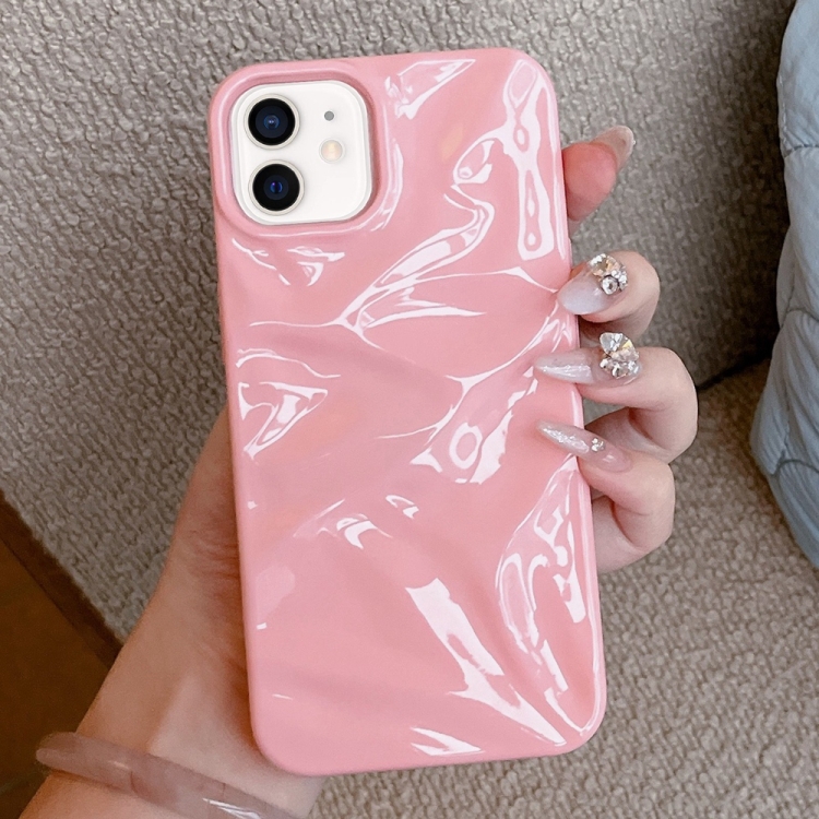

For iPhone 12 Water Ripple Electroplating Paint TPU Phone Case(Pink)
