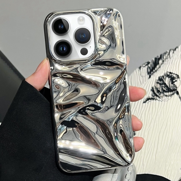

For iPhone 12 Pro Max Water Ripple Electroplating Paint TPU Phone Case(Bright Silver)
