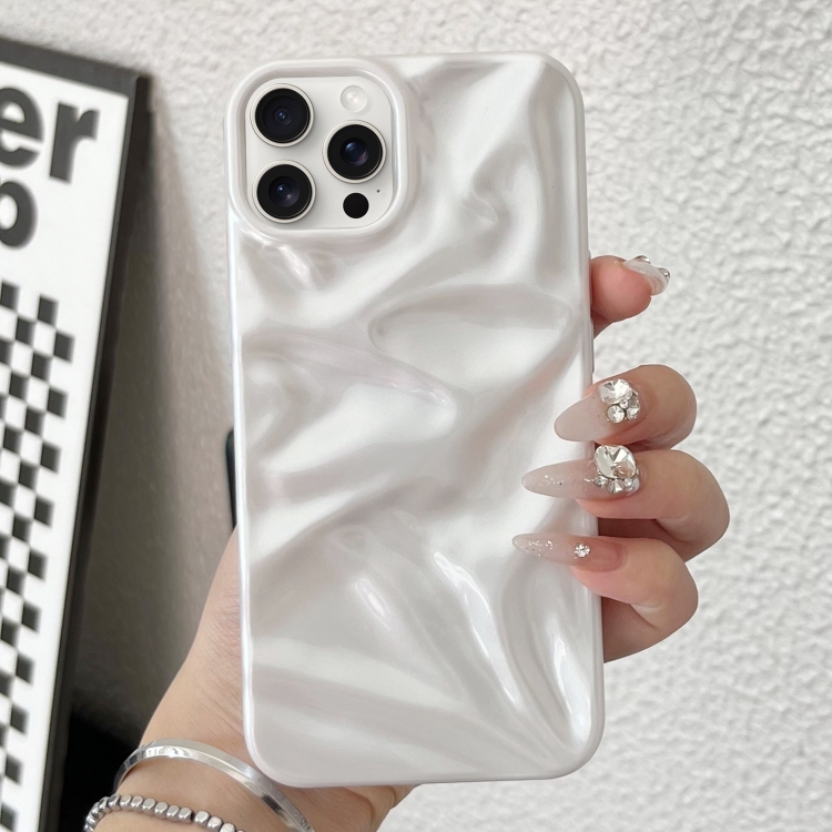 

For iPhone 16 Pro Water Ripple Electroplating Paint TPU Phone Case(White)