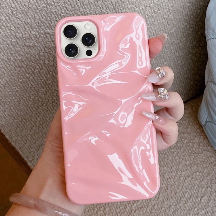

For iPhone 16 Pro Water Ripple Electroplating Paint TPU Phone Case(Pink)