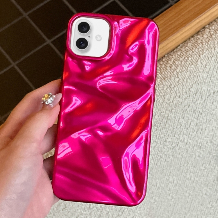 

For iPhone 16 Plus Water Ripple Electroplating Paint TPU Phone Case(Rose Red)