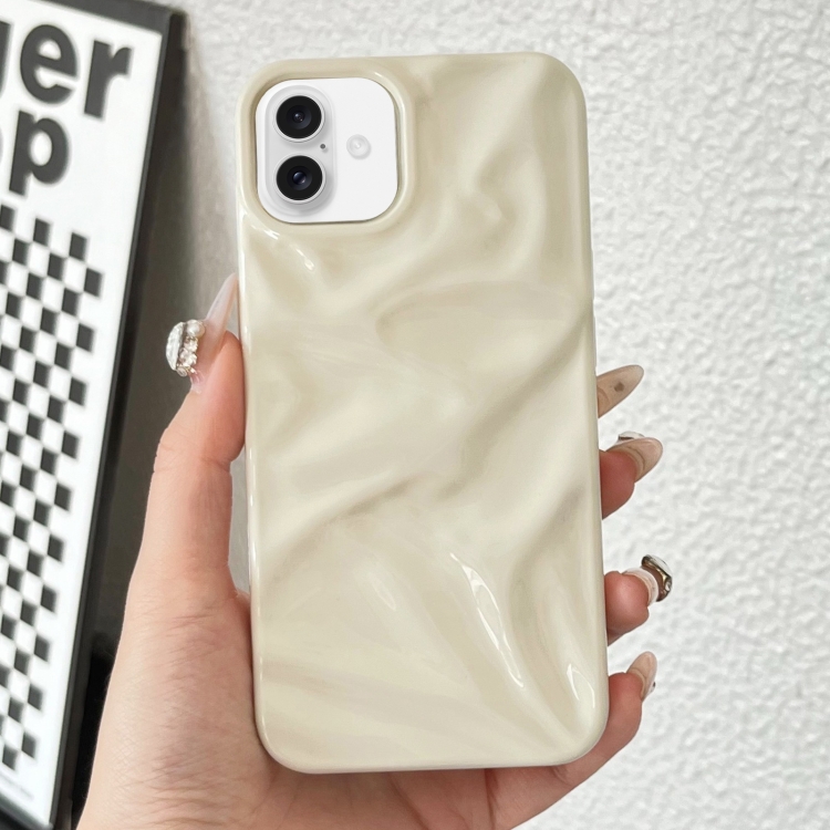 

For iPhone 16 Water Ripple Electroplating Paint TPU Phone Case(Milky White)