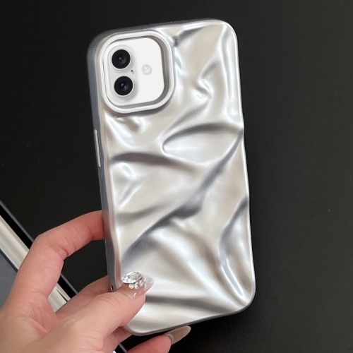 

For iPhone 16 Water Ripple Electroplating Paint TPU Phone Case(Silver)