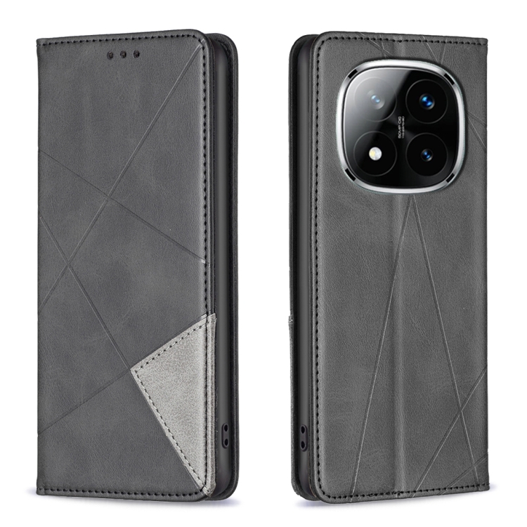 

For Redmi Note 14 Pro 5G / Note 14 Pro+ 5G Rhombus Texture Magnetic Leather Phone Case(Black)