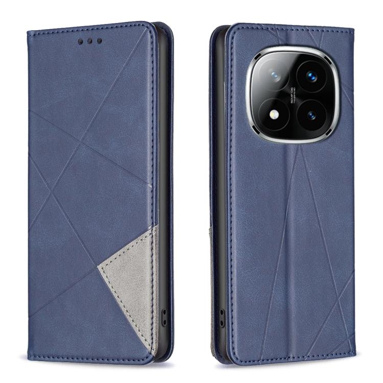 

For Redmi Note 14 Pro 4G Rhombus Texture Magnetic Leather Phone Case(Blue)