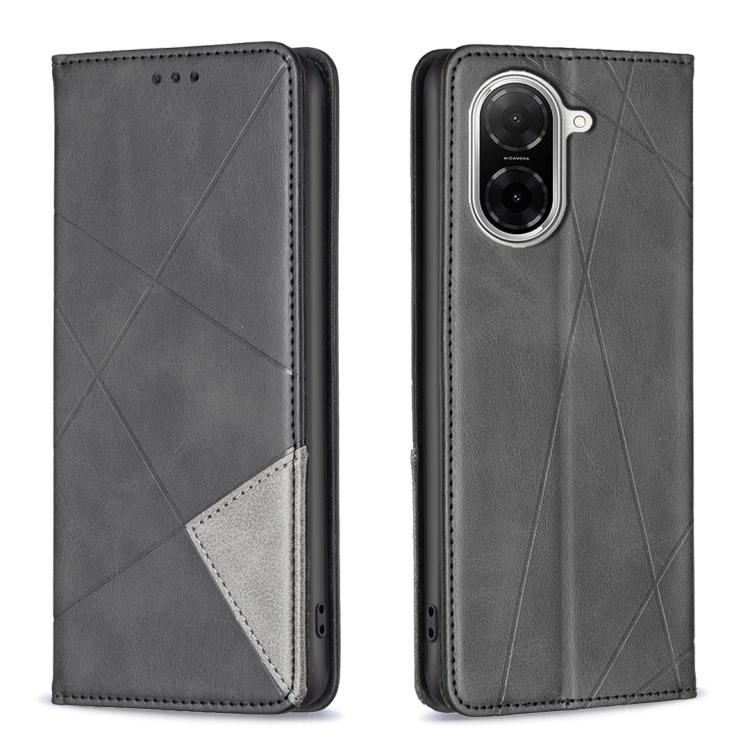 

For Redmi A5 4G 171.7mm Rhombus Texture Magnetic Leather Phone Case(Black)