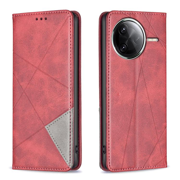 

For Redmi K80 / K80 Pro Rhombus Texture Magnetic Leather Phone Case(Red)