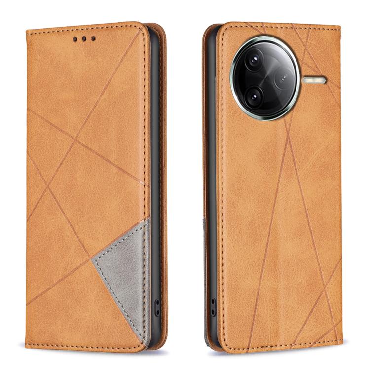 

For Redmi K80 / K80 Pro Rhombus Texture Magnetic Leather Phone Case(Yellow)