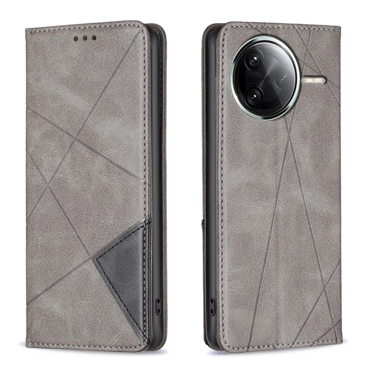 

For Redmi K80 / K80 Pro Rhombus Texture Magnetic Leather Phone Case(Grey)