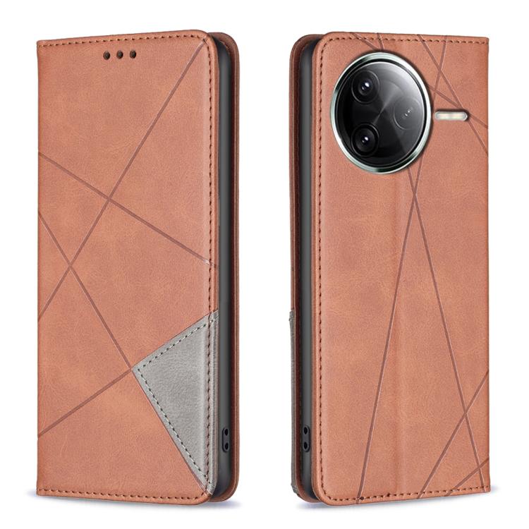 

For Redmi K80 / K80 Pro Rhombus Texture Magnetic Leather Phone Case(Brown)