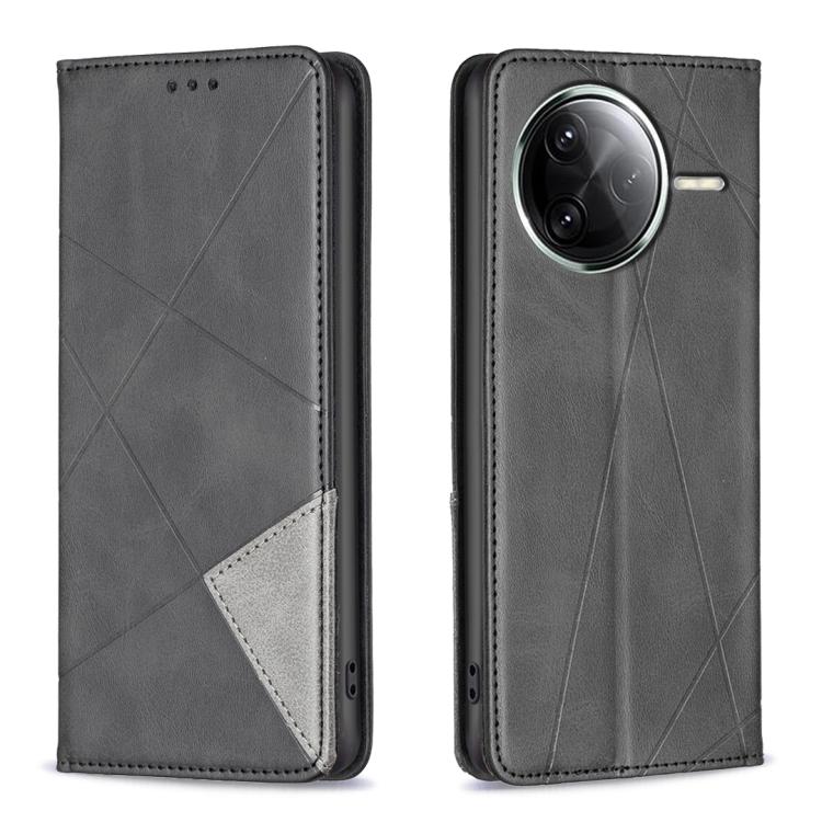 

For Redmi K80 / K80 Pro Rhombus Texture Magnetic Leather Phone Case(Black)