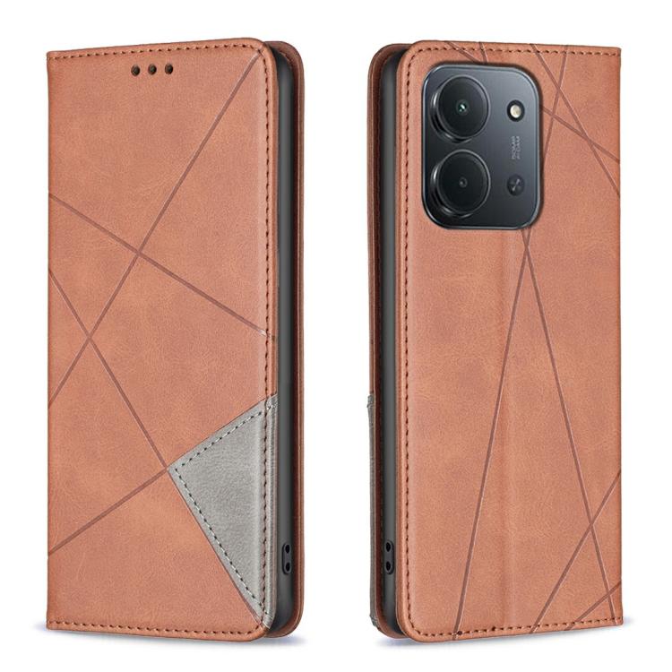 

For Redmi 15C 5G / 4G EU 173mm Rhombus Texture Magnetic Leather Phone Case(Brown)