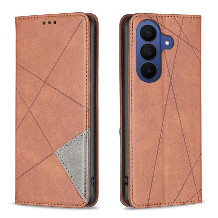 

For Redmi Note 15 Pro 4G Global 163.2mm Rhombus Texture Magnetic Leather Phone Case(Brown)