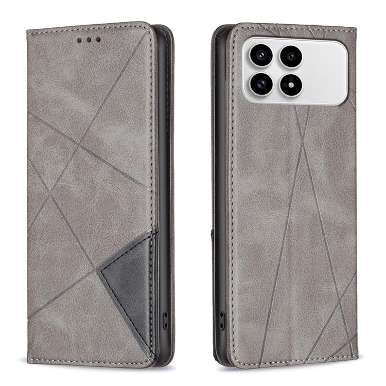 

For Redmi K90 / Poco F8 Pro 5G Rhombus Texture Magnetic Leather Phone Case(Grey)