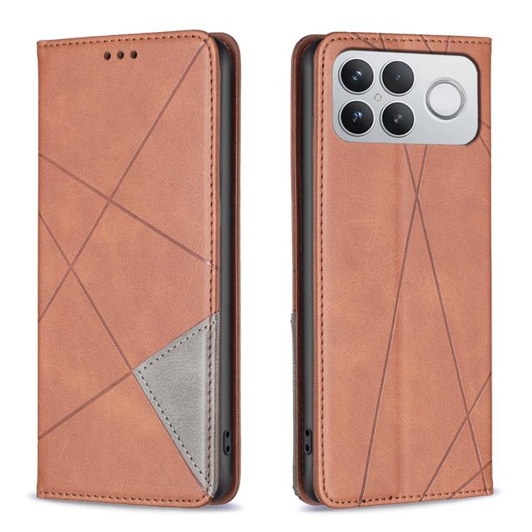 

For Redmi K90 Pro Max/Poco F8 Ultra Rhombus Texture Magnetic Leather Phone Case(Brown)