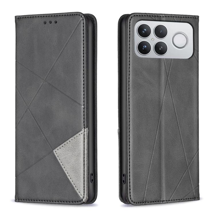 

For Redmi K90 Pro Max/Poco F8 Ultra Rhombus Texture Magnetic Leather Phone Case(Black)