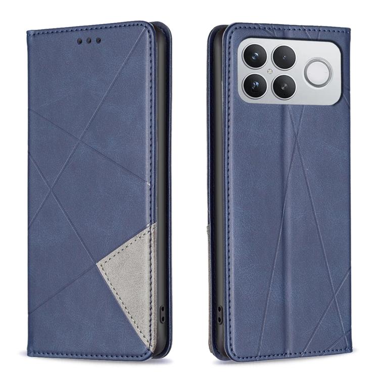 

For Redmi K90 Pro Max/Poco F8 Ultra Rhombus Texture Magnetic Leather Phone Case(Blue)
