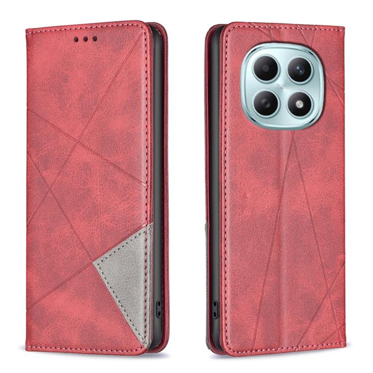 For Redmi Note 15 5G Global 164mm Rhombus Texture Magnetic Leather Phone Case(Red)
