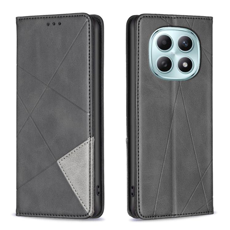 

For Redmi Note 15 5G Global 164mm Rhombus Texture Magnetic Leather Phone Case(Black)