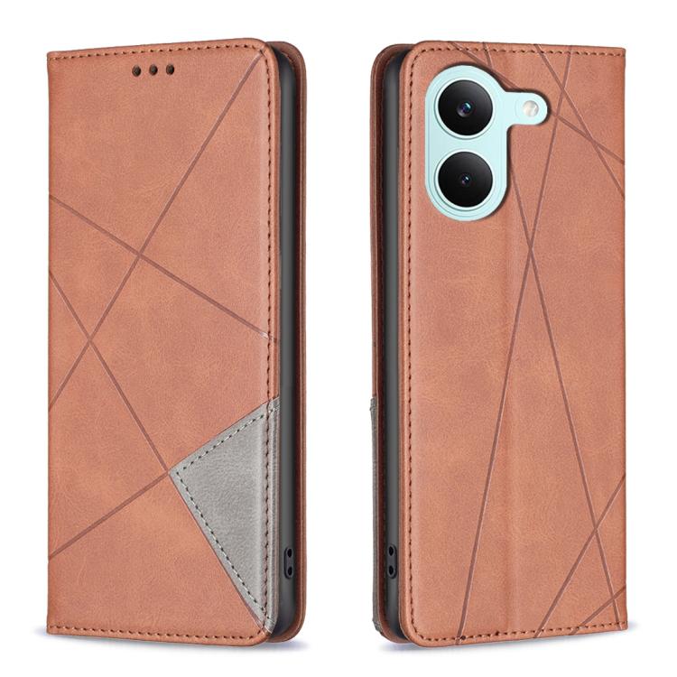 

For Redmi Tubo 5 / Poco X8 Pro 5G Rhombus Texture Magnetic Leather Phone Case(Brown)