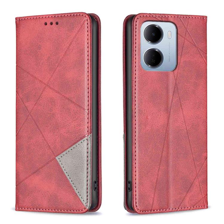 

For Redmi 15a 5G Rhombus Texture Magnetic Leather Phone Case(Red)