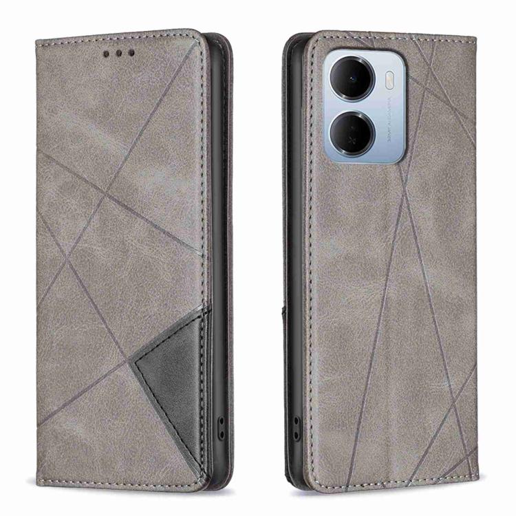 

For Redmi 15a 5G Rhombus Texture Magnetic Leather Phone Case(Grey)